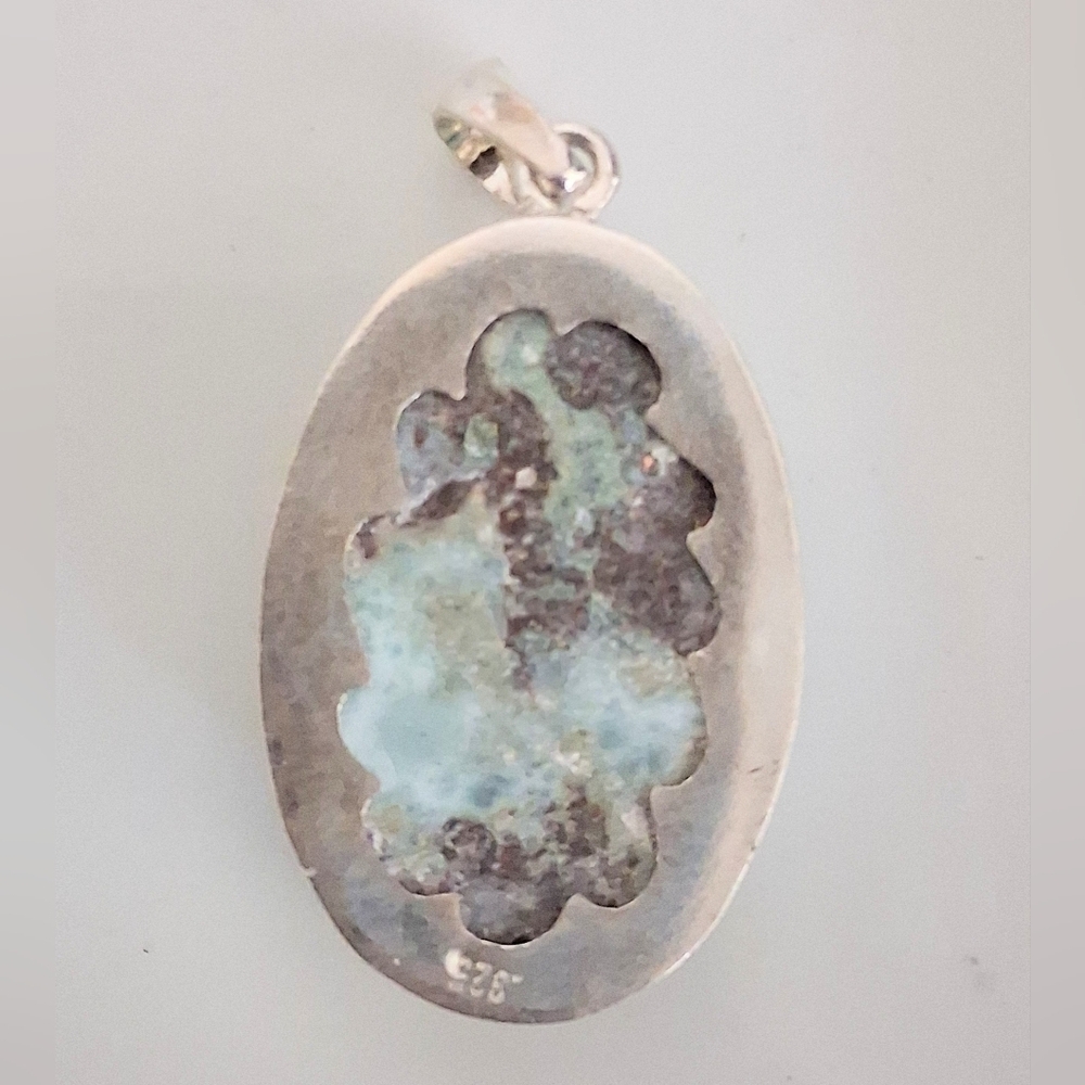 BLUE LARIMAR OVAL PENDANT 925 STERLING SILVER - Picture 3 of 5